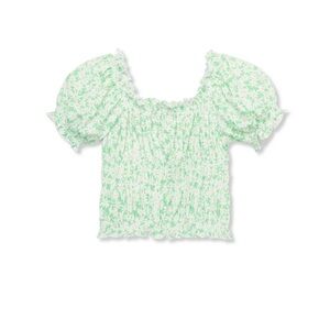 Peek Green Floral Puff Sleeve Blouse